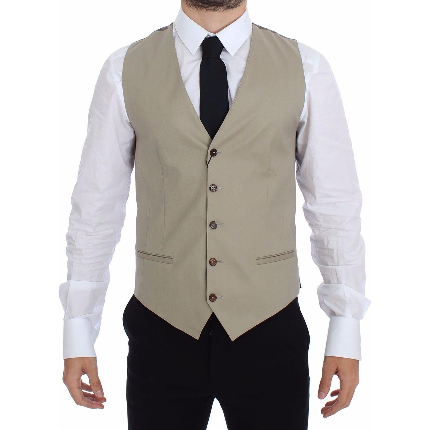 Dolce & Gabbana Beige Cotton Dress Vest Blazer Jacket