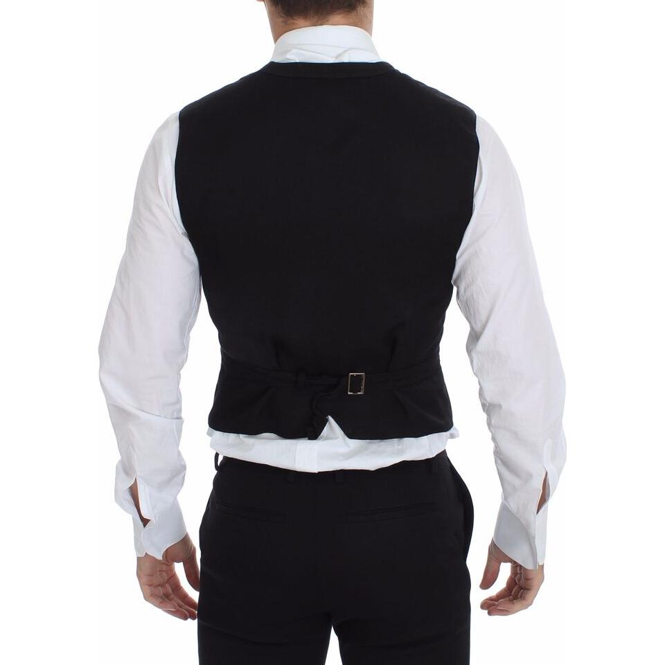 优雅黑色棉混纺连衣裙背心