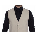 Dolce & Gabbana Beige Cotton Stretch Dress Vest Blazer