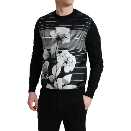 Dolce & Gabbana Elegant Floral Print Crew Neck Sweater Dolce & Gabbana