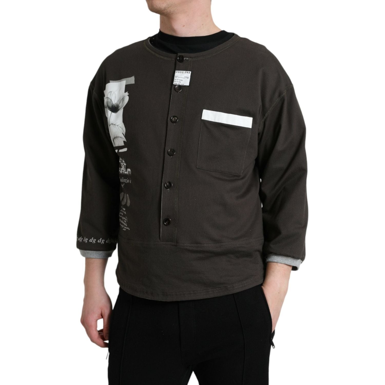 优雅棉质圆领套头衫