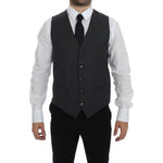 Dolce & Gabbana Black Striped Wool Single Breasted Vest