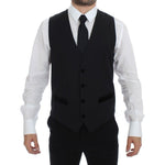 Dolce & Gabbana Black Wool Formal Dress Vest Gilet Weste