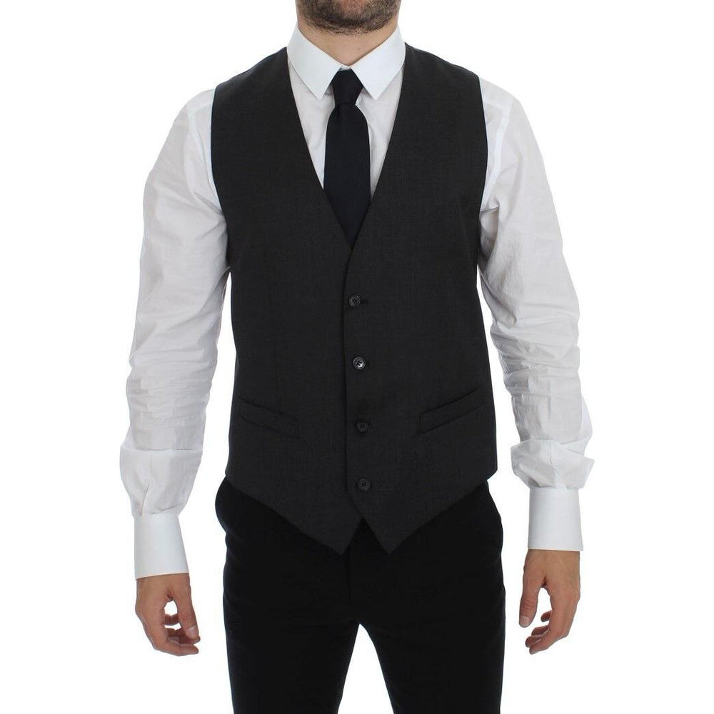 Dolce & Gabbana Gray Wool Formal Dress Vest Gilet Weste
