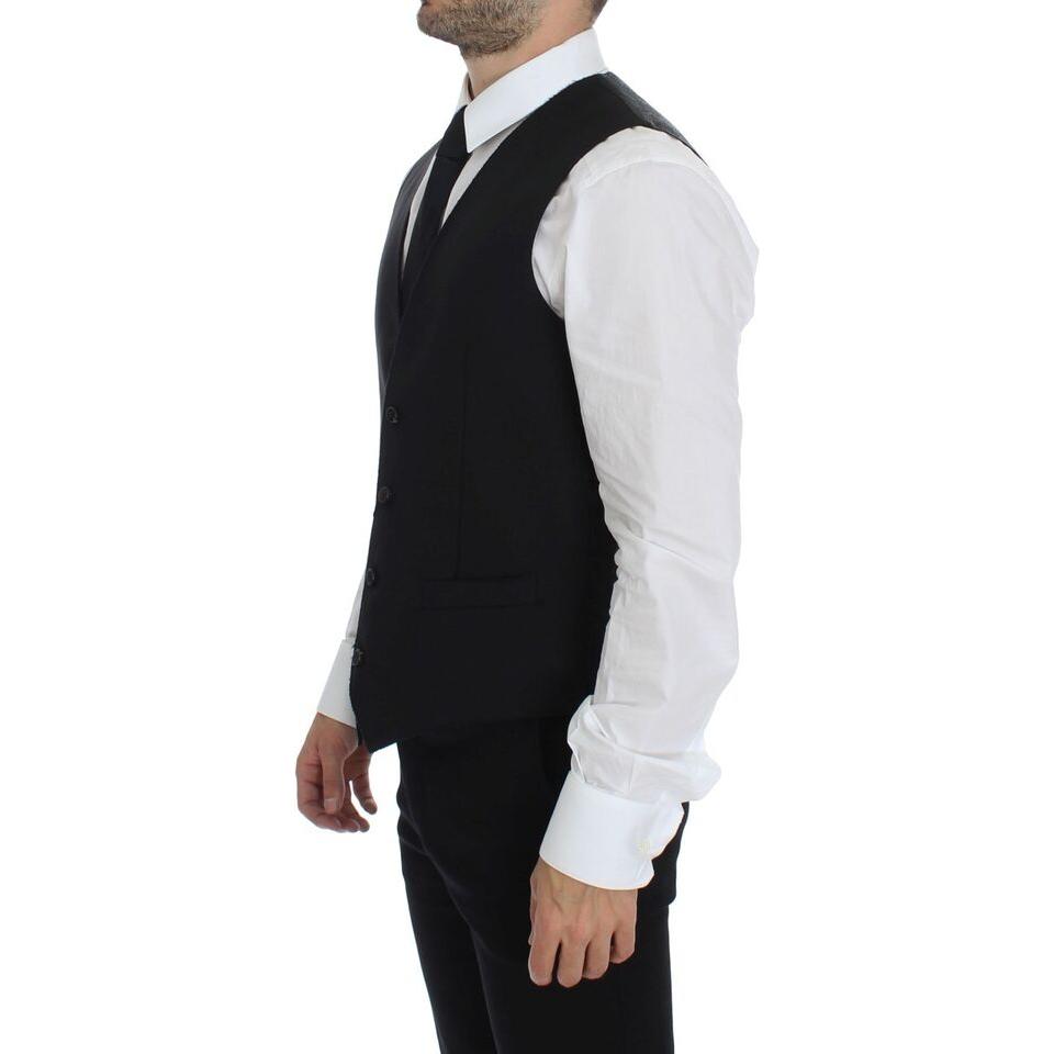 Dolce & Gabbana Elegant Black Wool Dress Vest Dolce & Gabbana