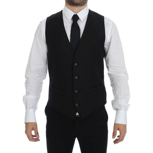 Dolce & Gabbana Elegant Black Wool Dress Vest Dolce & Gabbana