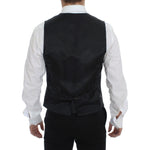 Dolce & Gabbana Gray Striped Wool Single Breasted Vest