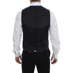 Dolce & Gabbana Black Striped Wool Single Breasted Vest