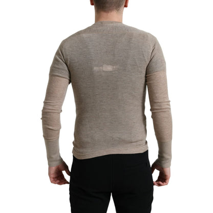 Dolce & Gabbana Henley Pullover Beige Cashmere Sweater