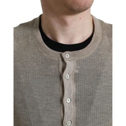 Dolce & Gabbana Henley Pullover Beige Cashmere Sweater