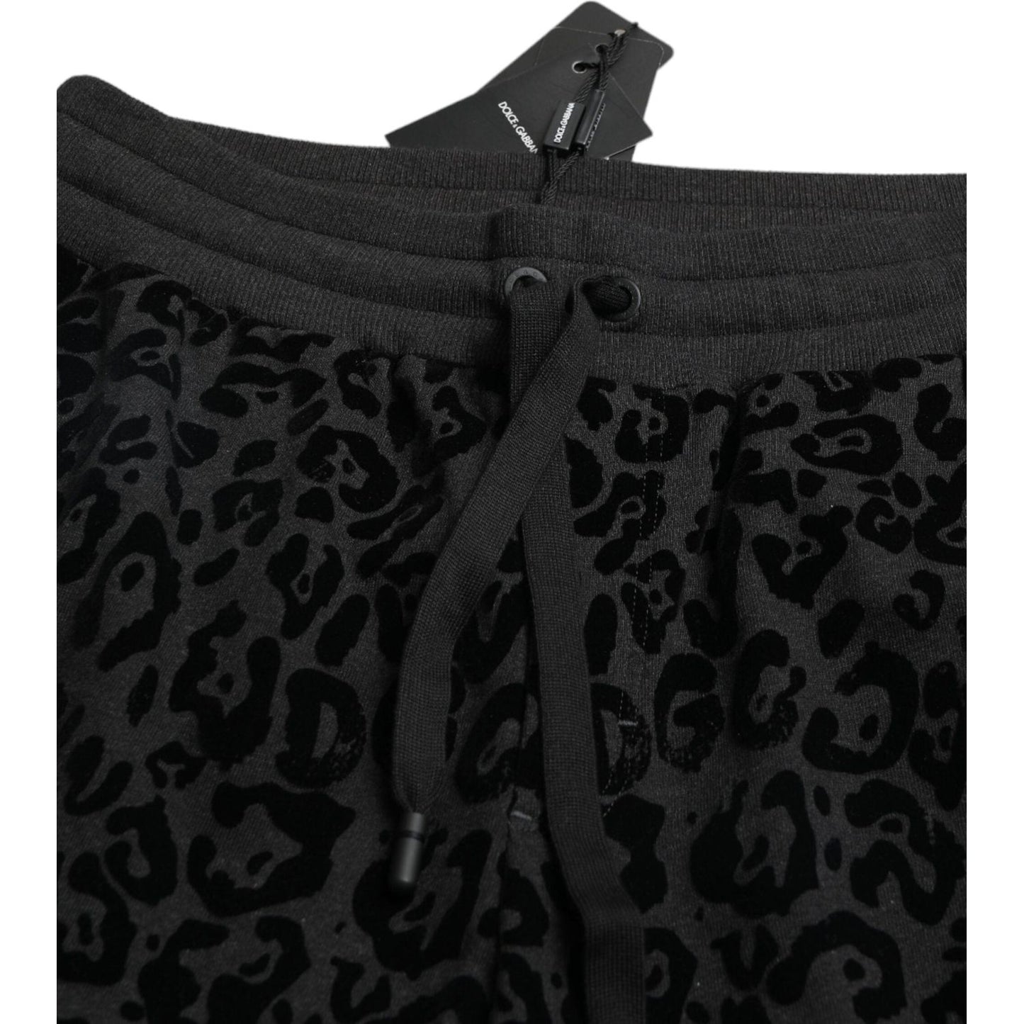 Dolce & Gabbana Black Leopard Cotton Slim Fit Jogger Pants