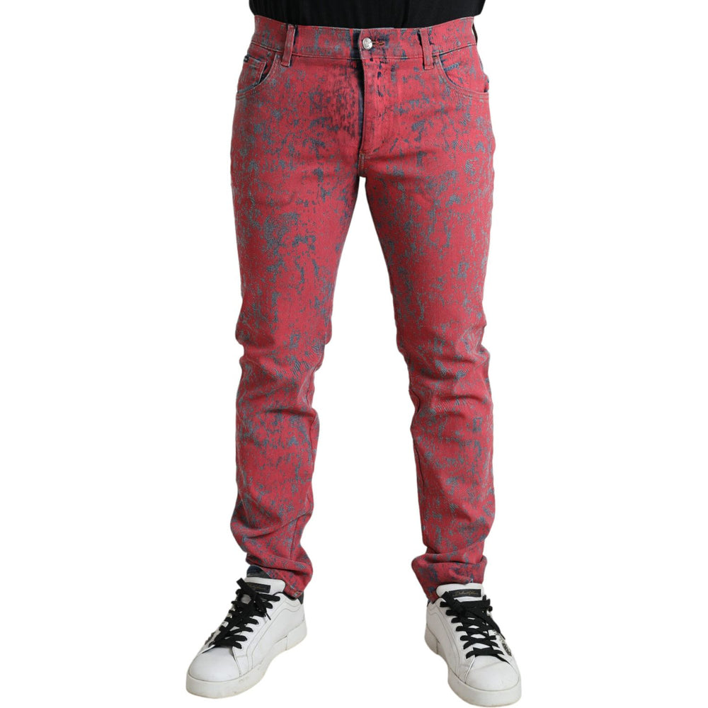 Dolce & Gabbana Red Cotton Dye Slim Fit Men Denim Jeans