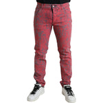 Dolce & Gabbana Red Cotton Dye Slim Fit Men Denim Jeans