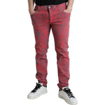 Dolce & Gabbana Red Cotton Dye Slim Fit Men Denim Jeans