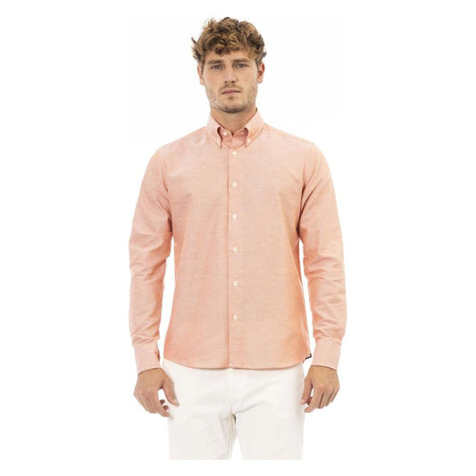 Baldinini Trend Orange Cotton Men Shirt Baldinini Trend