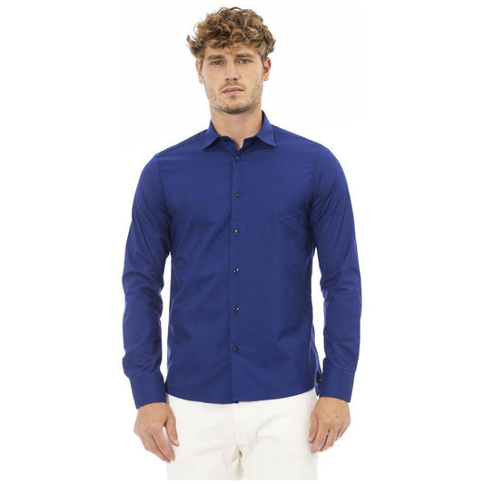 Baldinini Trend Blue Polyester Men Shirt Baldinini Trend