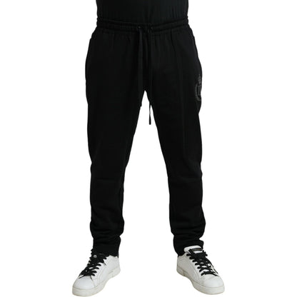 Dolce & Gabbana Black Cotton Logo Jogger Men Sweatpants Pants