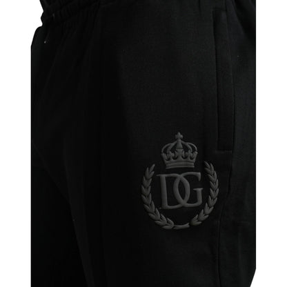 Dolce & Gabbana Black Cotton Logo Jogger Men Sweatpants Pants