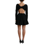 Dolce & Gabbana Black Viscose Cut Out A-line Long Sleeves Mini Dress