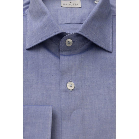 Bagutta Light Blue Cotton Men Shirt Bagutta