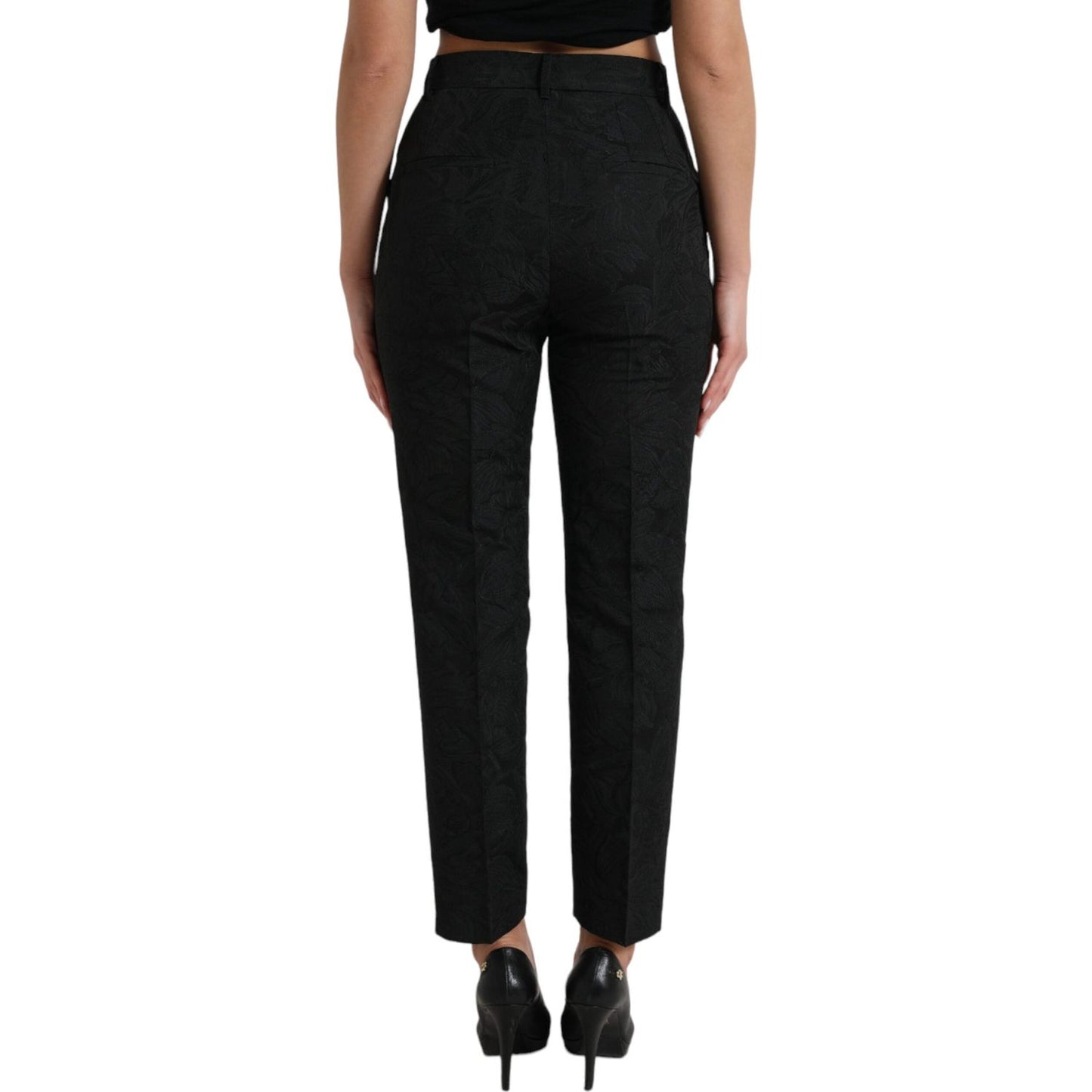 Dolce & Gabbana Black Polyester High Waist Tapered Pants