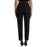 Dolce & Gabbana Black Polyester High Waist Tapered Pants