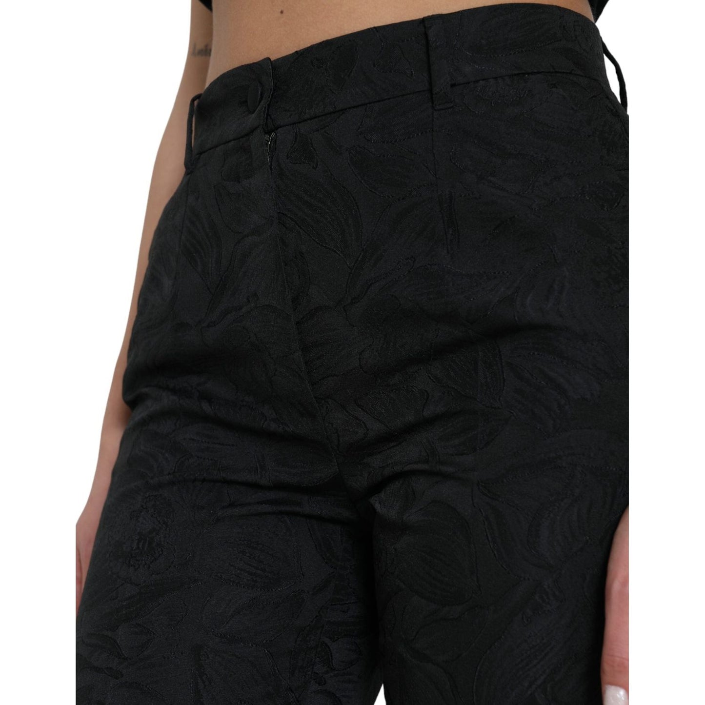 Dolce & Gabbana Black Polyester High Waist Tapered Pants