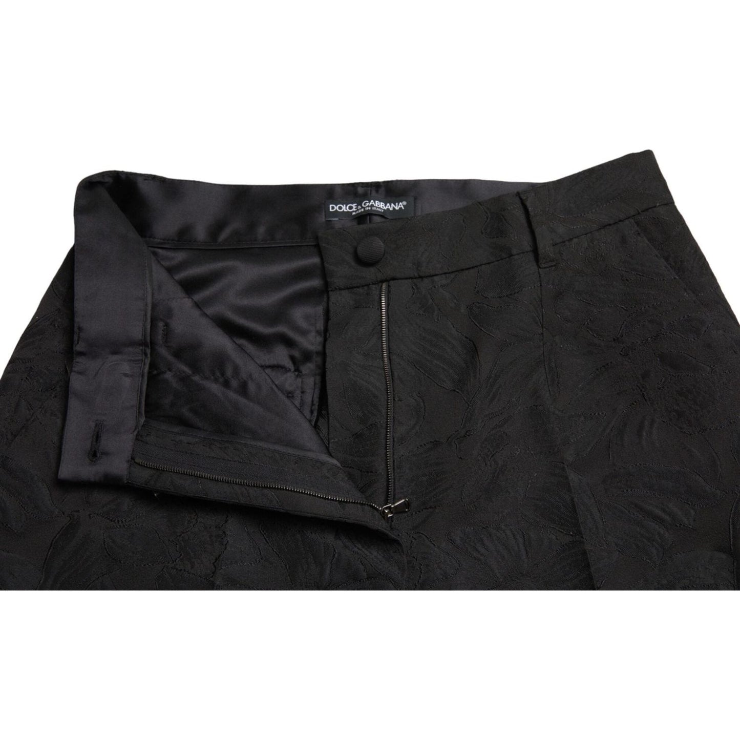 Dolce & Gabbana Black Polyester High Waist Tapered Pants