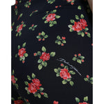 Dolce & Gabbana Black Floral Wool High Waist Tapered Pants