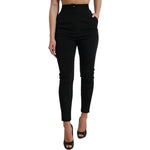 Dolce & Gabbana Black Wool Stretch High Waist Skinny Pants