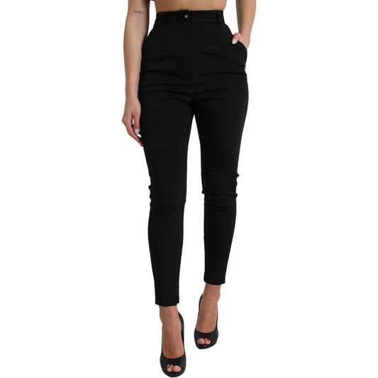 Dolce & Gabbana Black Wool Stretch High Waist Skinny Pants