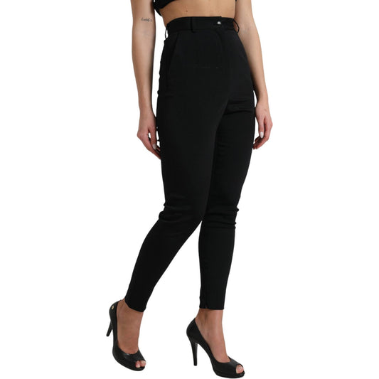 Dolce & Gabbana Black Wool Stretch High Waist Skinny Pants