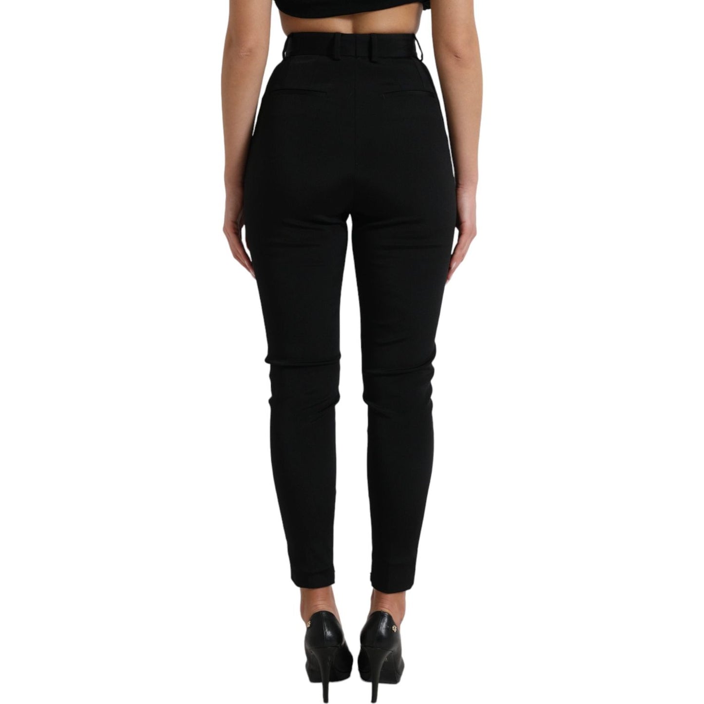 Dolce & Gabbana Black Wool Stretch High Waist Skinny Pants