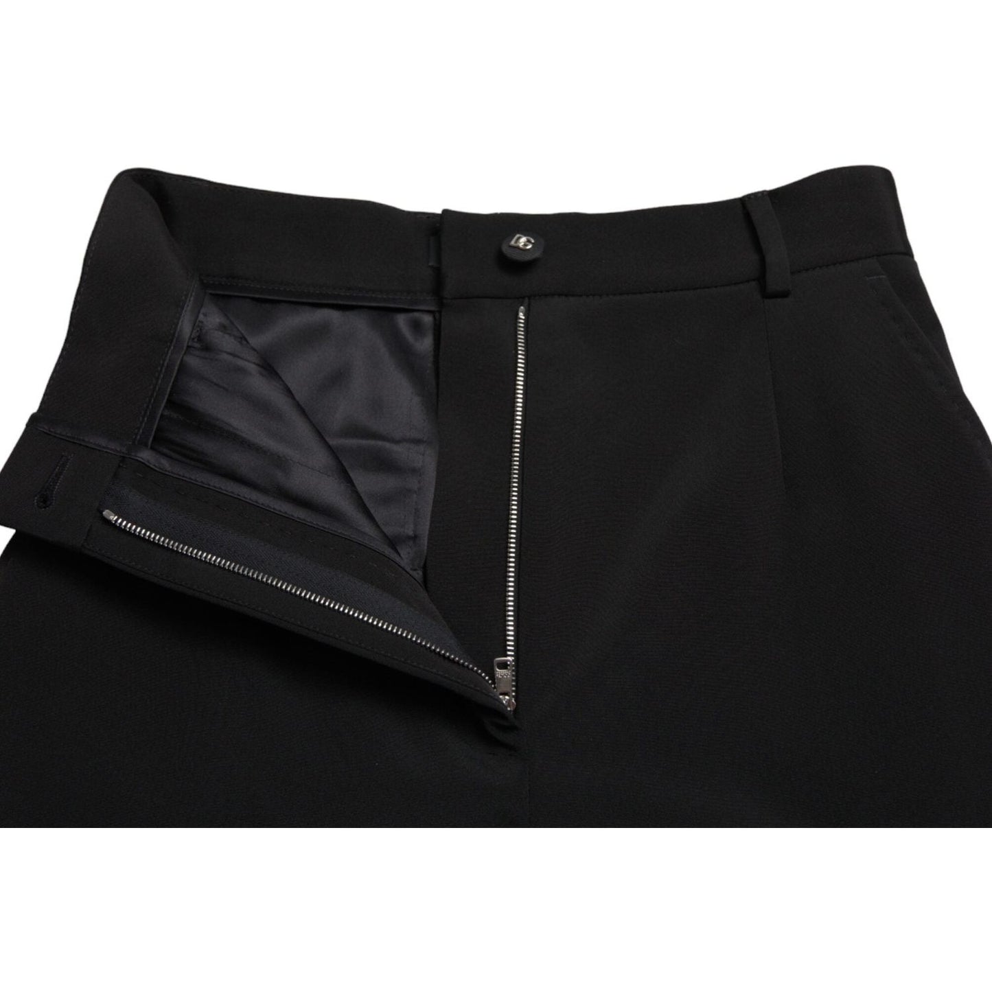 Dolce & Gabbana Black Wool Stretch High Waist Skinny Pants