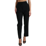 Dolce & Gabbana Black Wool High Waist Straight Pants