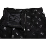 Dolce & Gabbana Black Wool DG Logo High Waist Straight Pants