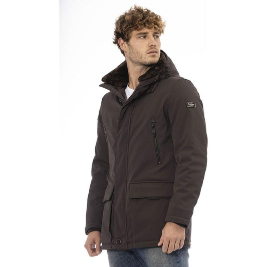 Baldinini Trend Brown Polyester Men Jacket Baldinini Trend