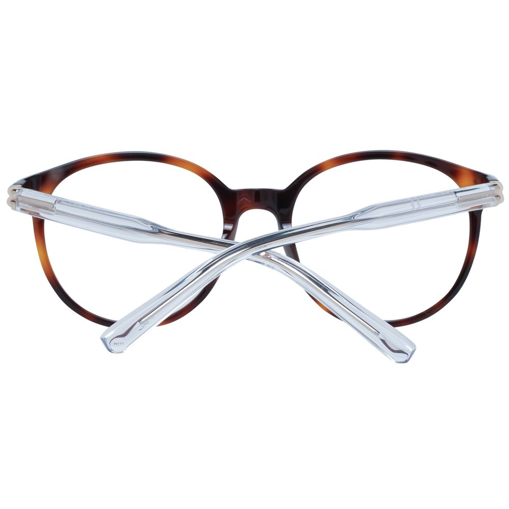 Bally Brown Women Glasses Frame with full-rim plastic, round shape, size 52-18-140, demo lenses for stylish and modern look