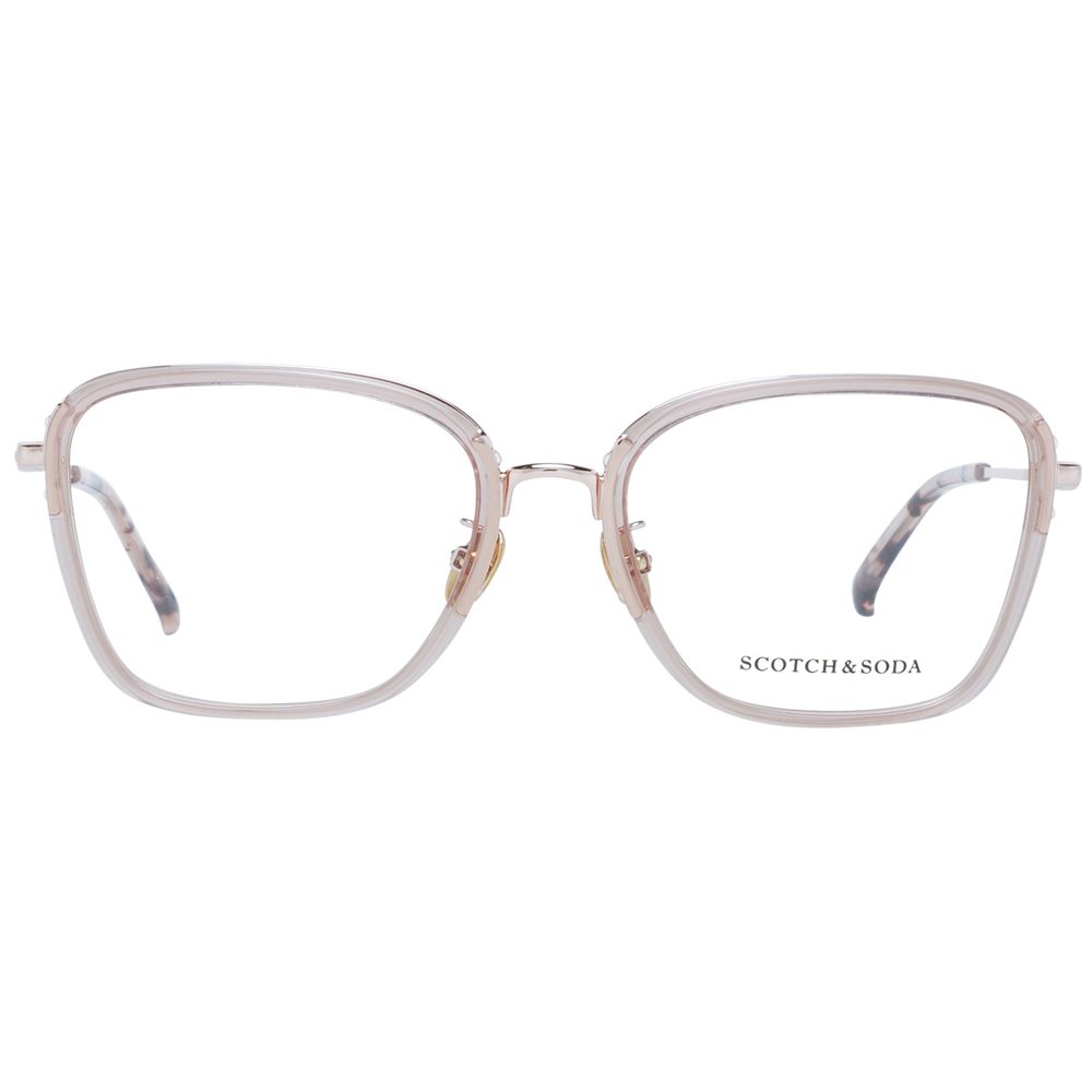 Scotch & Soda Transparent Women Glasses Frame with metal and plastic material, trapezium style, full-rim design, size 55-17-140.