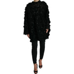 Dolce & Gabbana Black Sequined Embellished Pullover Sweater