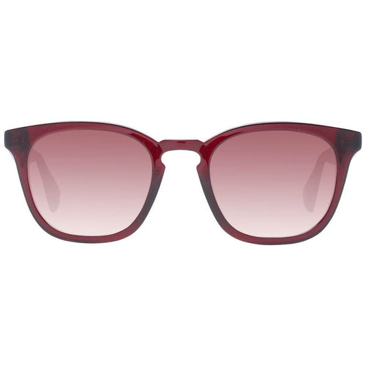 Ted Baker red men's sunglasses with square acetate frame, gradient lenses, and full UV protection.