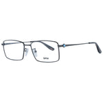 BMW Gray Men Glasses Frame with gunmetal full-rim trapezium style and demo lenses, size 57-16-150, metal frame.