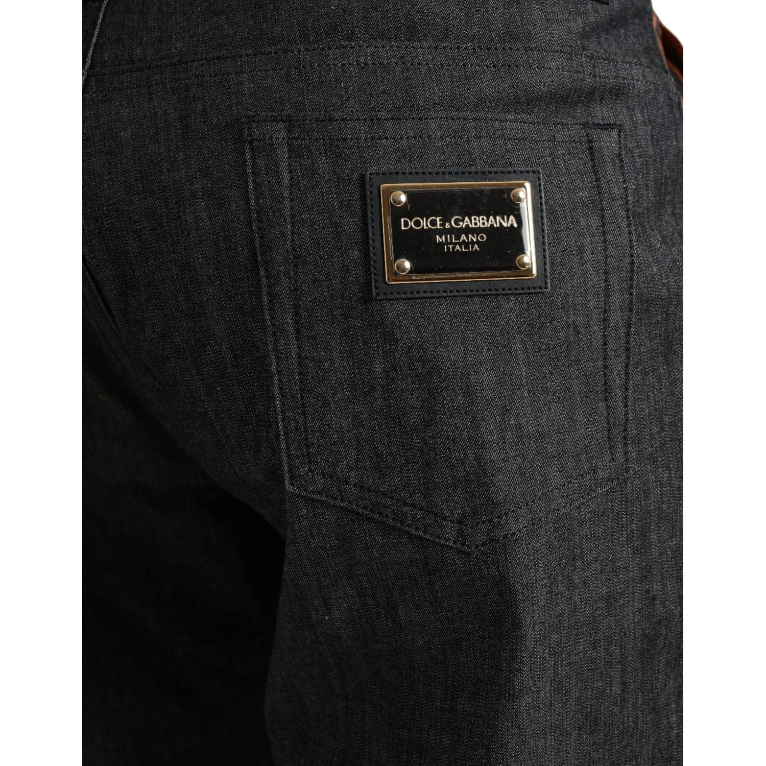 多色虎纹宽松牛仔裤