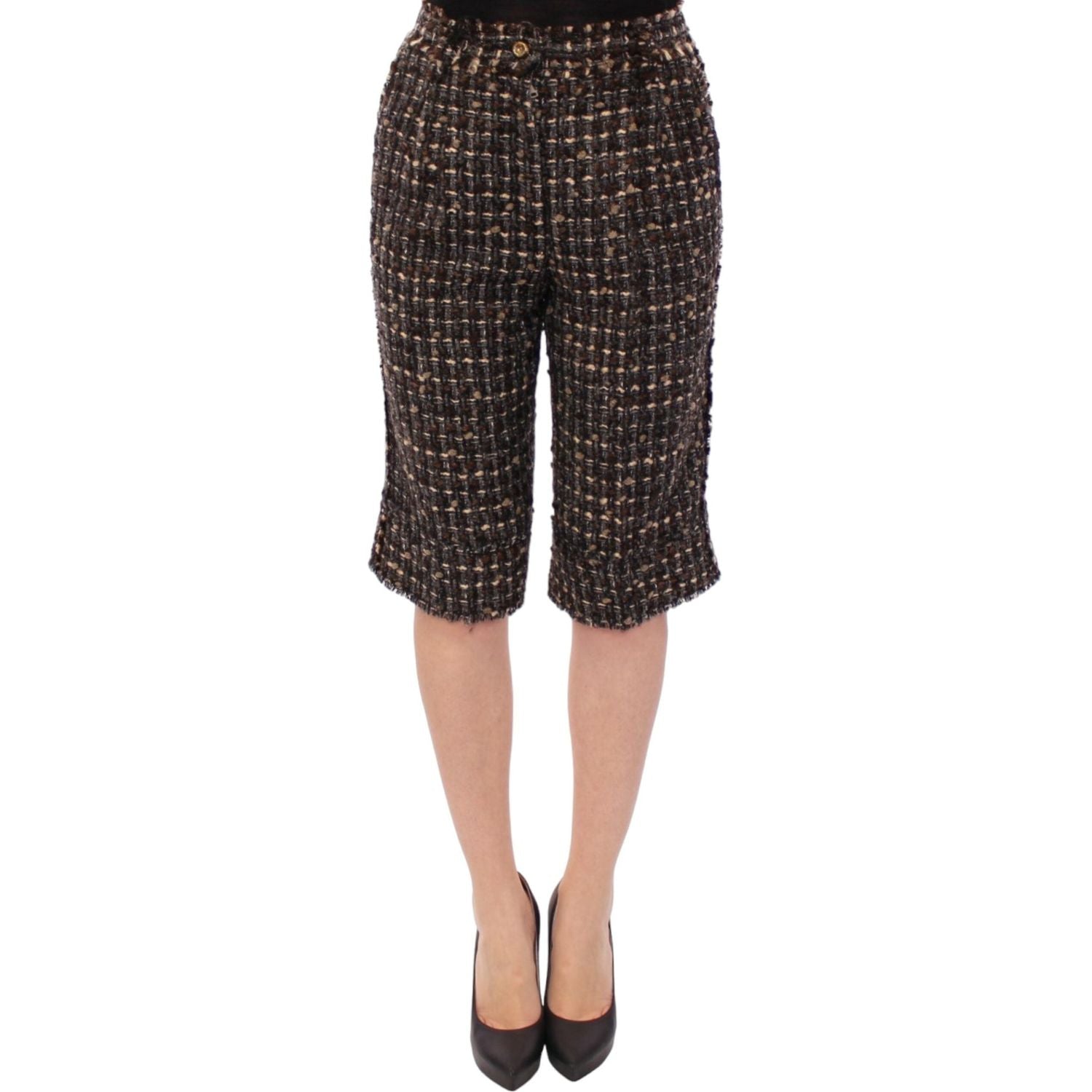 优雅多色羊毛混纺短裤