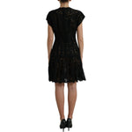 Dolce & Gabbana Black Floral Lace Cotton A-line Mini Dress
