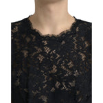 Dolce & Gabbana Black Floral Lace Cotton A-line Mini Dress