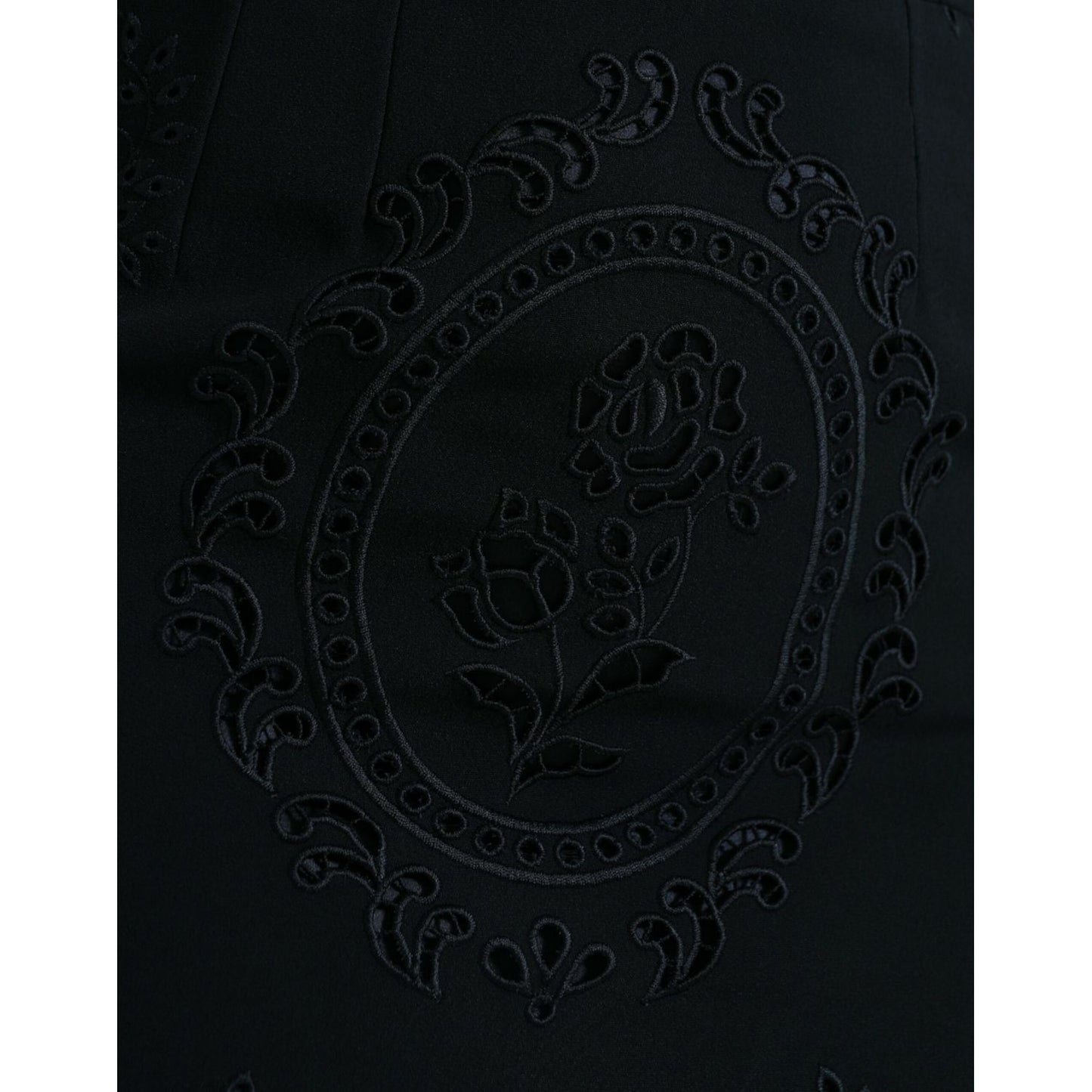Dolce & Gabbana Black Floral Lace Viscose Bodycon Midi Dress