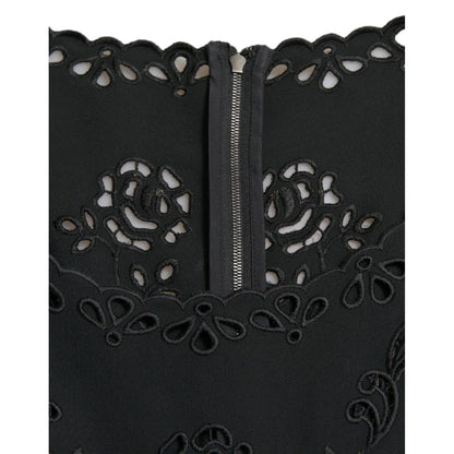 Dolce & Gabbana Black Floral Lace Viscose Bodycon Midi Dress