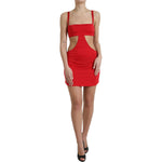 Dolce & Gabbana Red Cutout Nylon Sheath Sleeveless Mini Dress