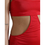 Dolce & Gabbana Red Cutout Nylon Sheath Sleeveless Mini Dress